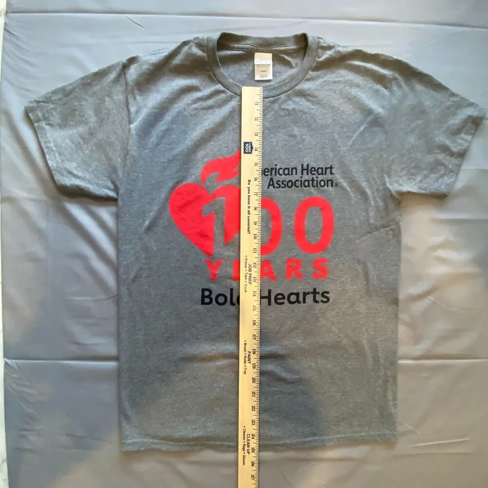 American Heart Association Graphic T Shirt Mens Medium Gray 100 Years Tee